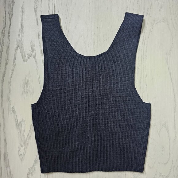 Aritzia Wilfred Free Black Knit Crop Scoop Tank Top, XS - Picture 7 of 7